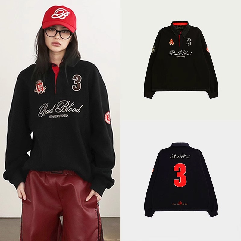 South Korea badblood BCAC Series American Retro Sweatshirt Women's Long Sleeve Jacket Spring Jersey Football Fashion
