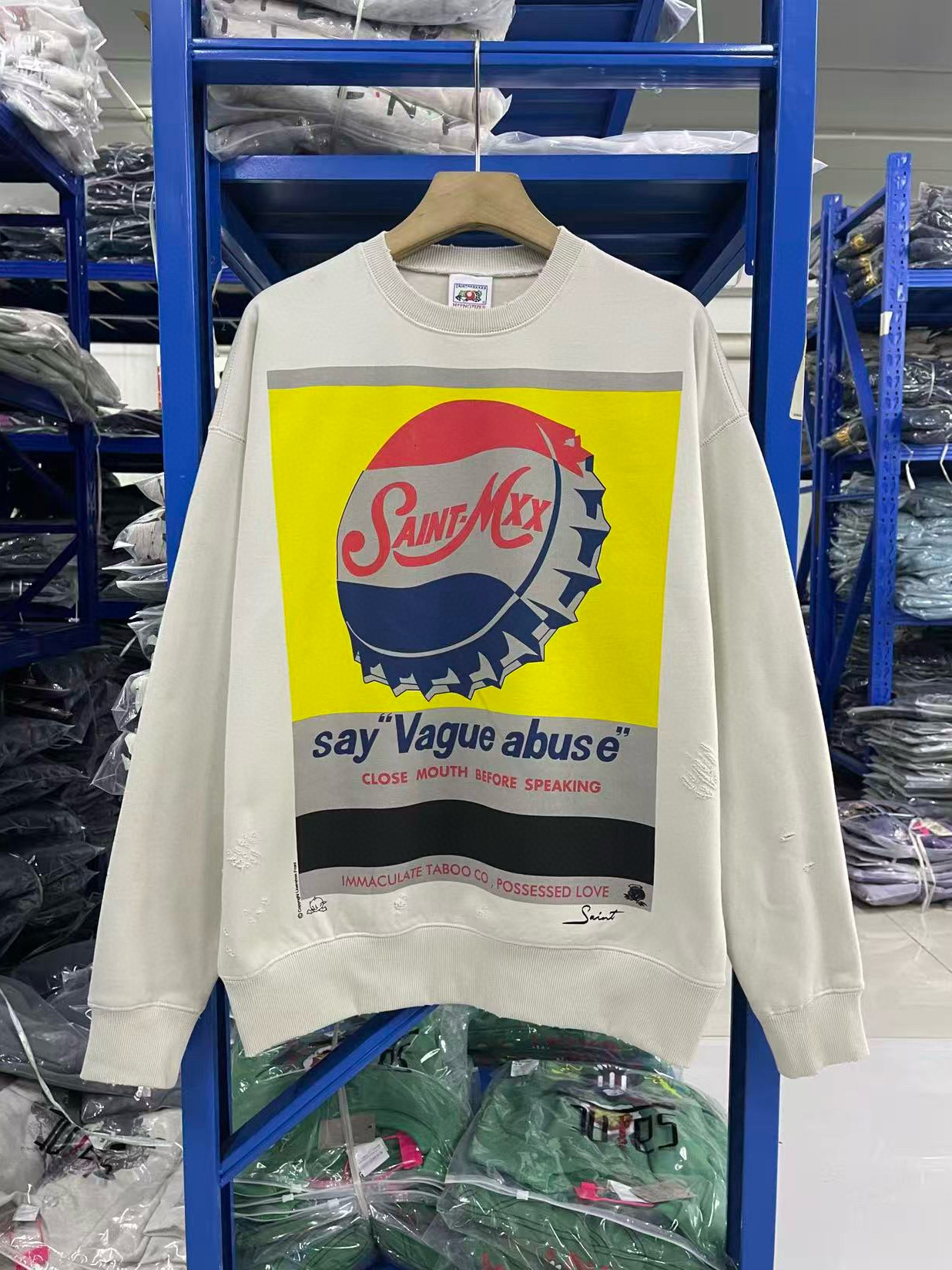 Saint Mxxxxxx 25Aw Crw Neck Swt/Vague Abuse Printed Sweatshirt American Fashion Brand