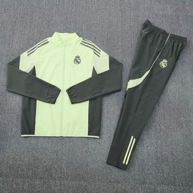 Light green long sleeved waterproof windbreaker football training jersey men's 2526 new double-layer woven fitness sports team uniform