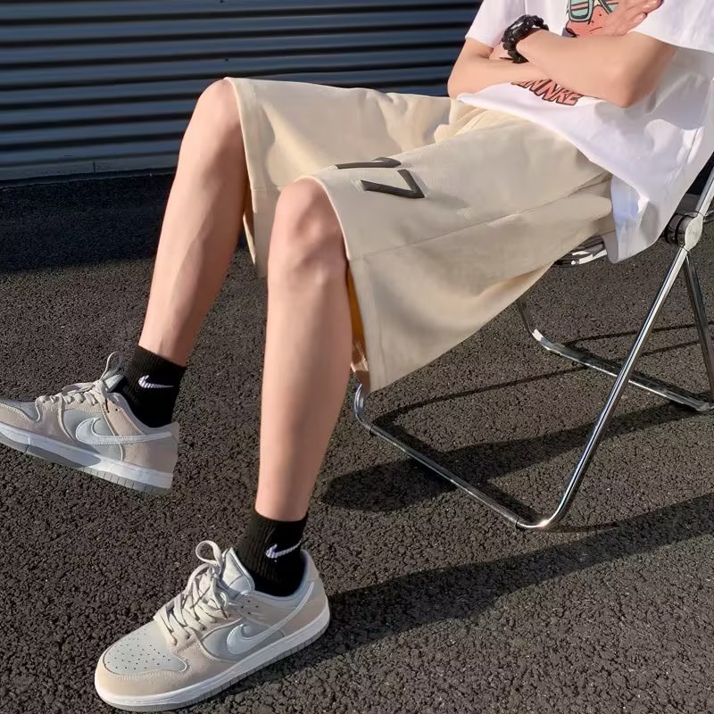 Apricot Heavy Suede Shorts Men's Summer Trendy Brand Fashionable Foaming Mid-length Pants Casual High Street Loose Half-length Pants