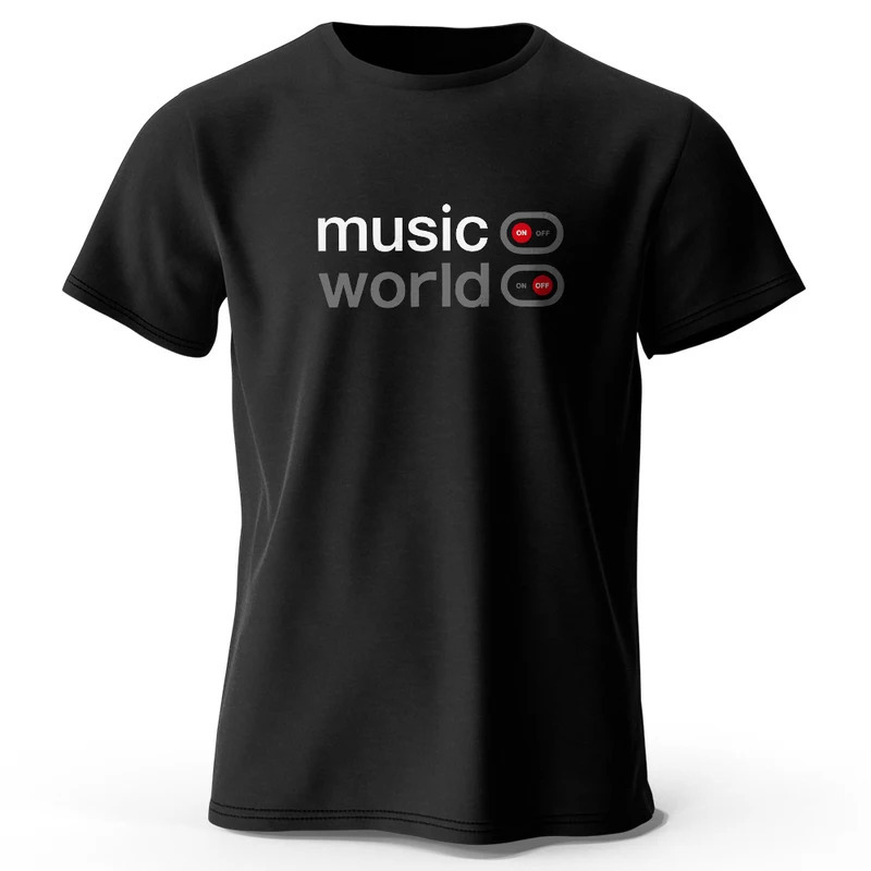 European Size Pure Cotton T-Shirt Men's Music World Printed T-Shirt 100% Cotton Ove