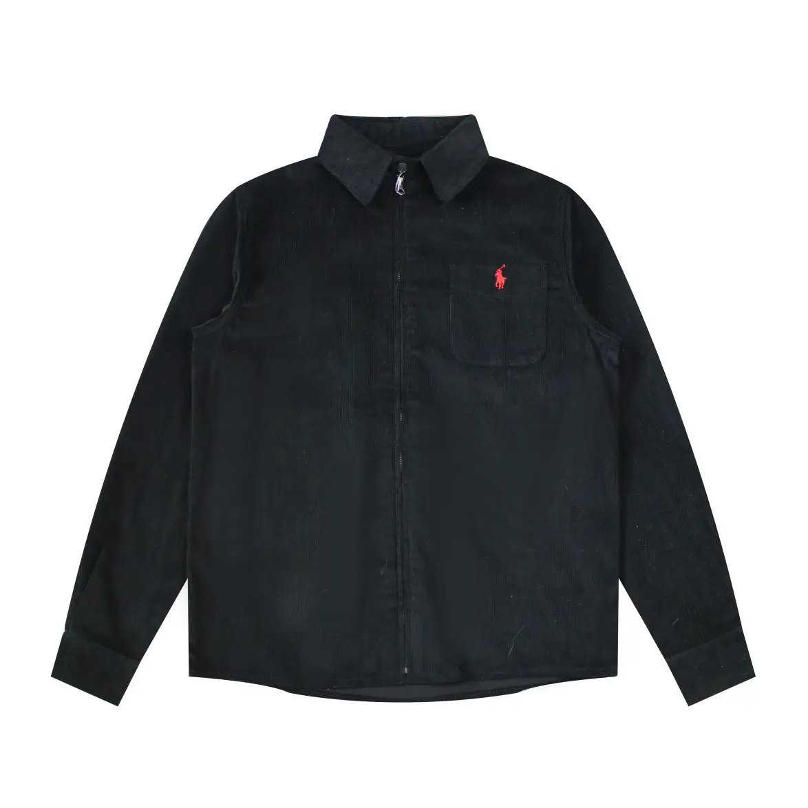 Cross-border source high quality RL Ruff small standard embroidered corduroy zipper shirt lapel casual coat jacket men