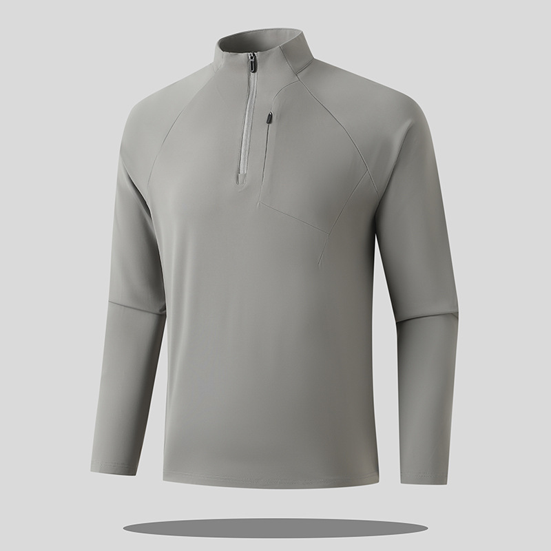 Dijia Outdoor Leisure Sports Men's Stand-Up Collar Long-Sleeved T-Shirt Half-Zip Running Fitness Spring & Fall Men's Top
