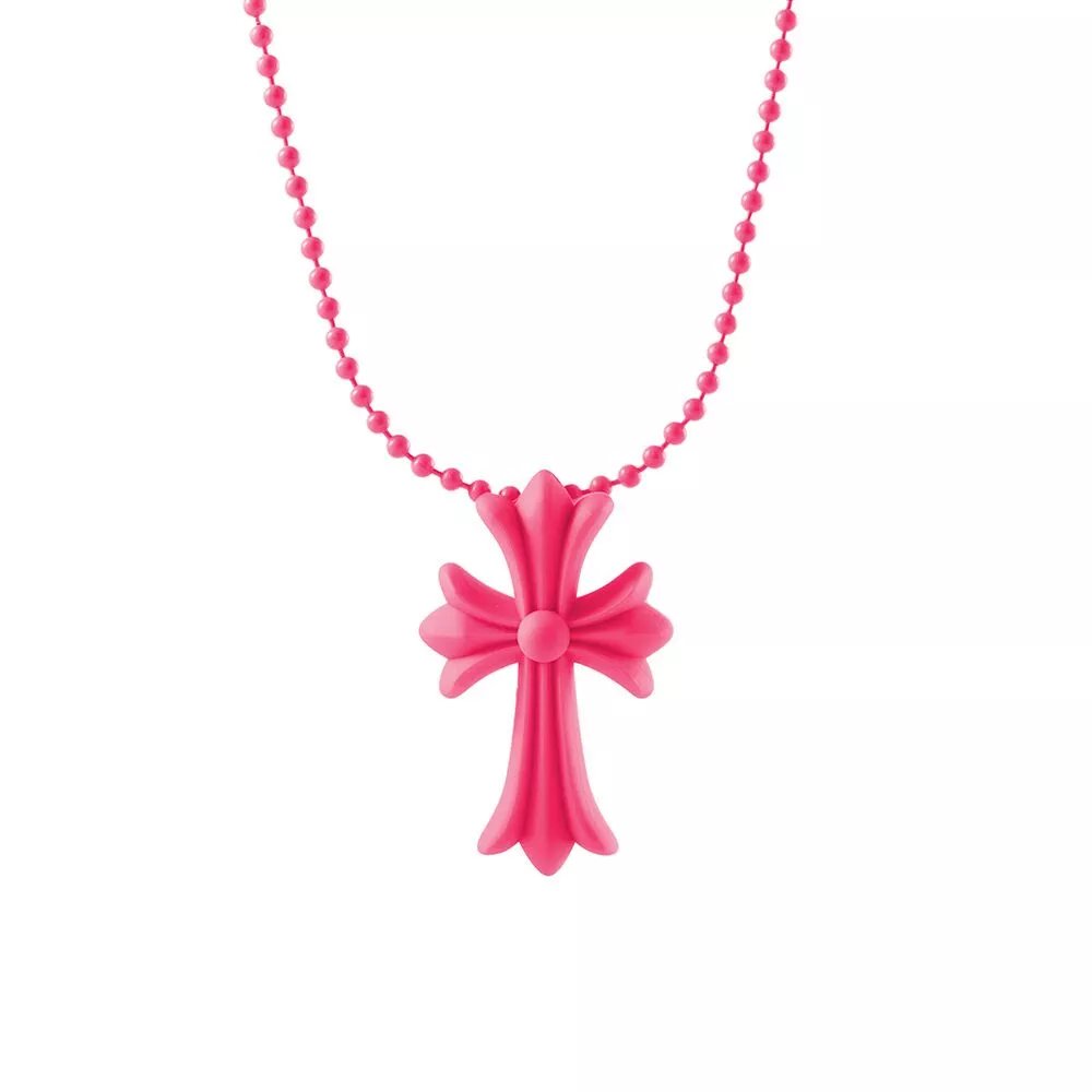 Chrome Hearts Pink Cross Necklace