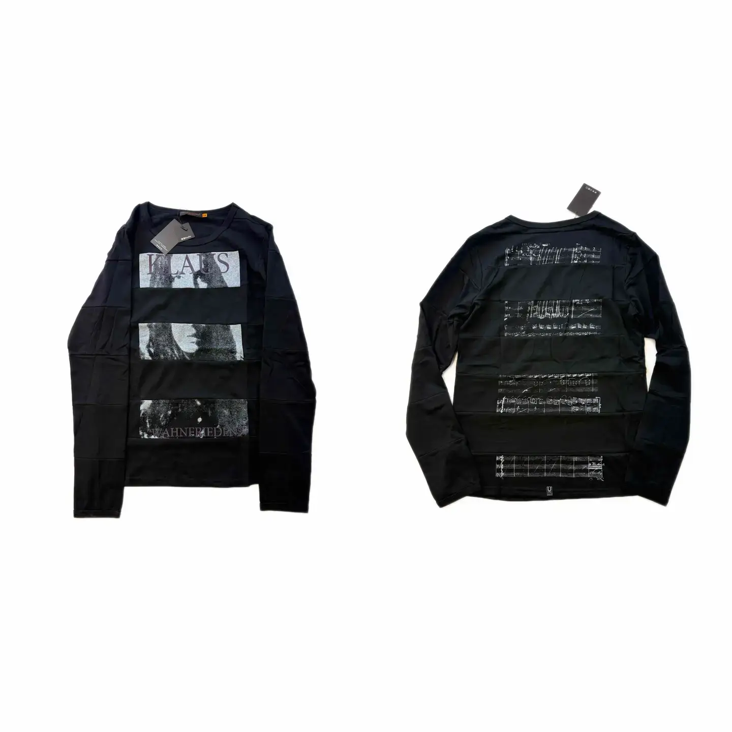 [in Stock, Immediate Dispatch] Undercover 06Ss T-Shirt Klaus Patchwork Portrait Music Score Print Long Sleeve