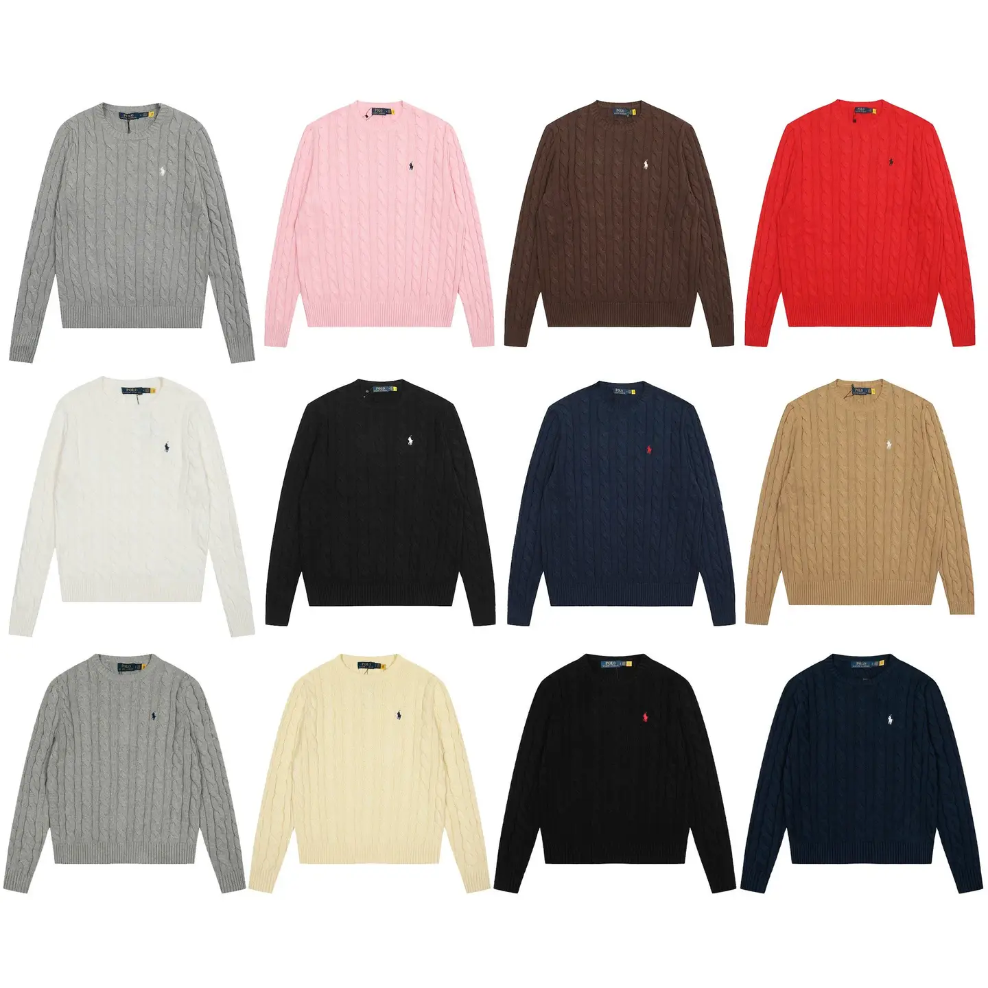 High quality】Can scan the code ~ RL classic basic versatile men and women with the same knitted pullover round neck sweater