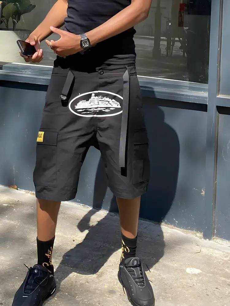 American-Style Cortez Alcatraz Cargo Shorts for Men ins High Street Casual Five-Point Shorts for Women Summer