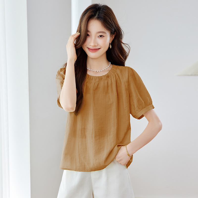 Loose and Slimming Tops for Petite Figures, Summer 2025 New Women's Fashionable Versatile Round Neck Short Sleeve T-Shirts