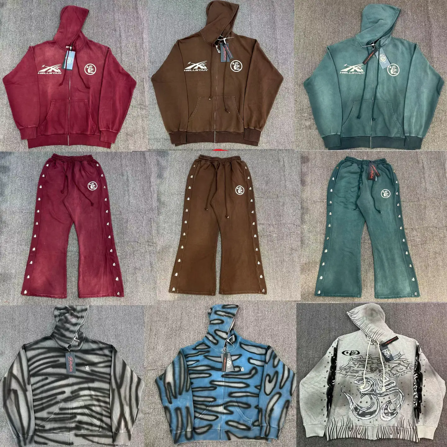 Cross-Border 25Fw New American Washed Hellstar Studios Zipper Sweatshirt Hoodie Men's and Women's Trendy Sweatpants