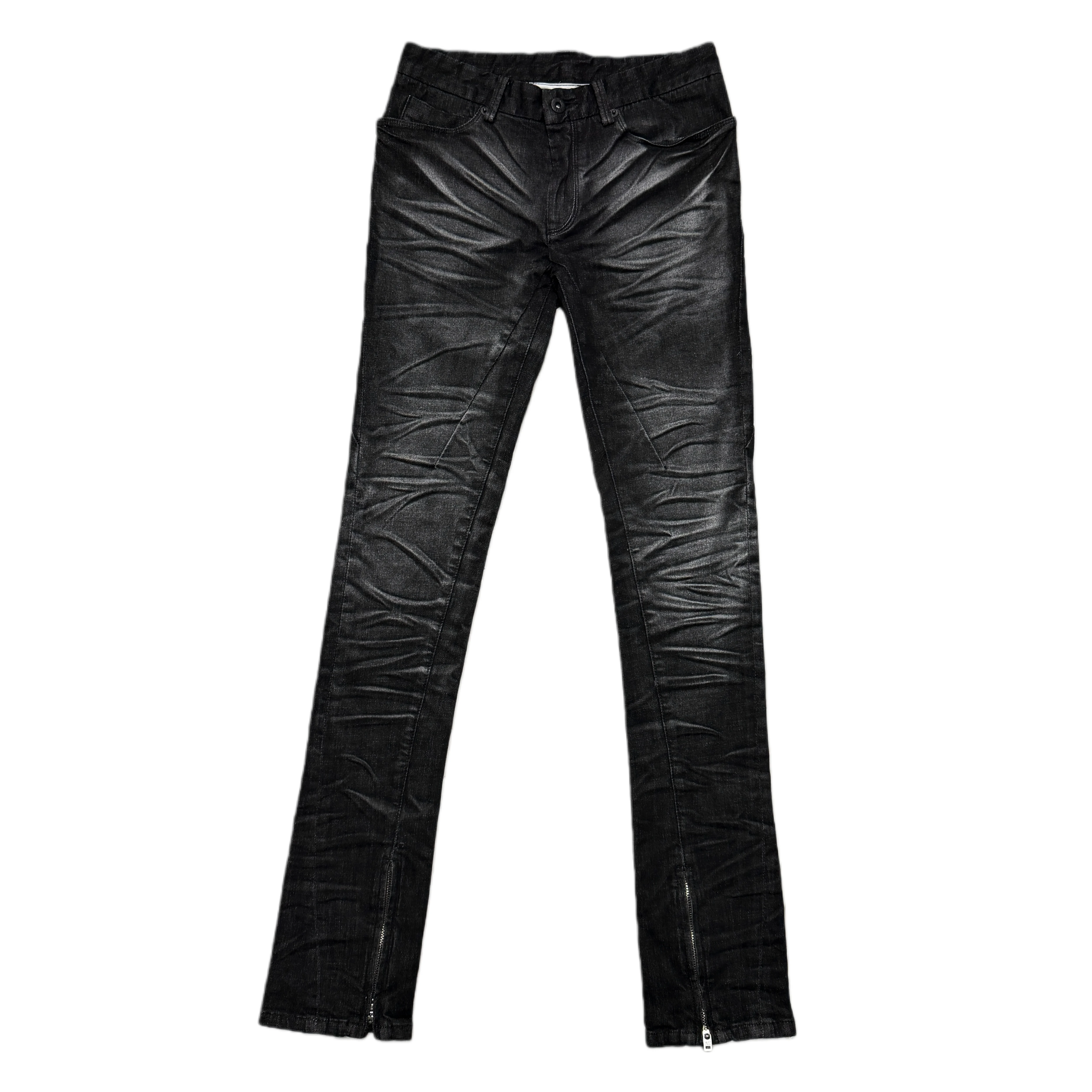 Torn Paradise Tear Black Water Ripple Whiskered Glitter Distressed Skinny Low-Rise Jeans