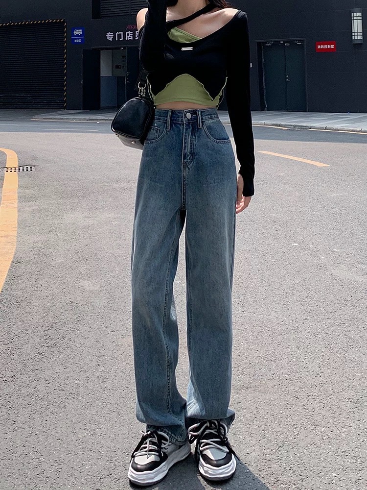 High Waist Straight Leg Jeans Women's Early Spring 2024 New Style Loose Long Wide Leg Trousers Spring and Autumn