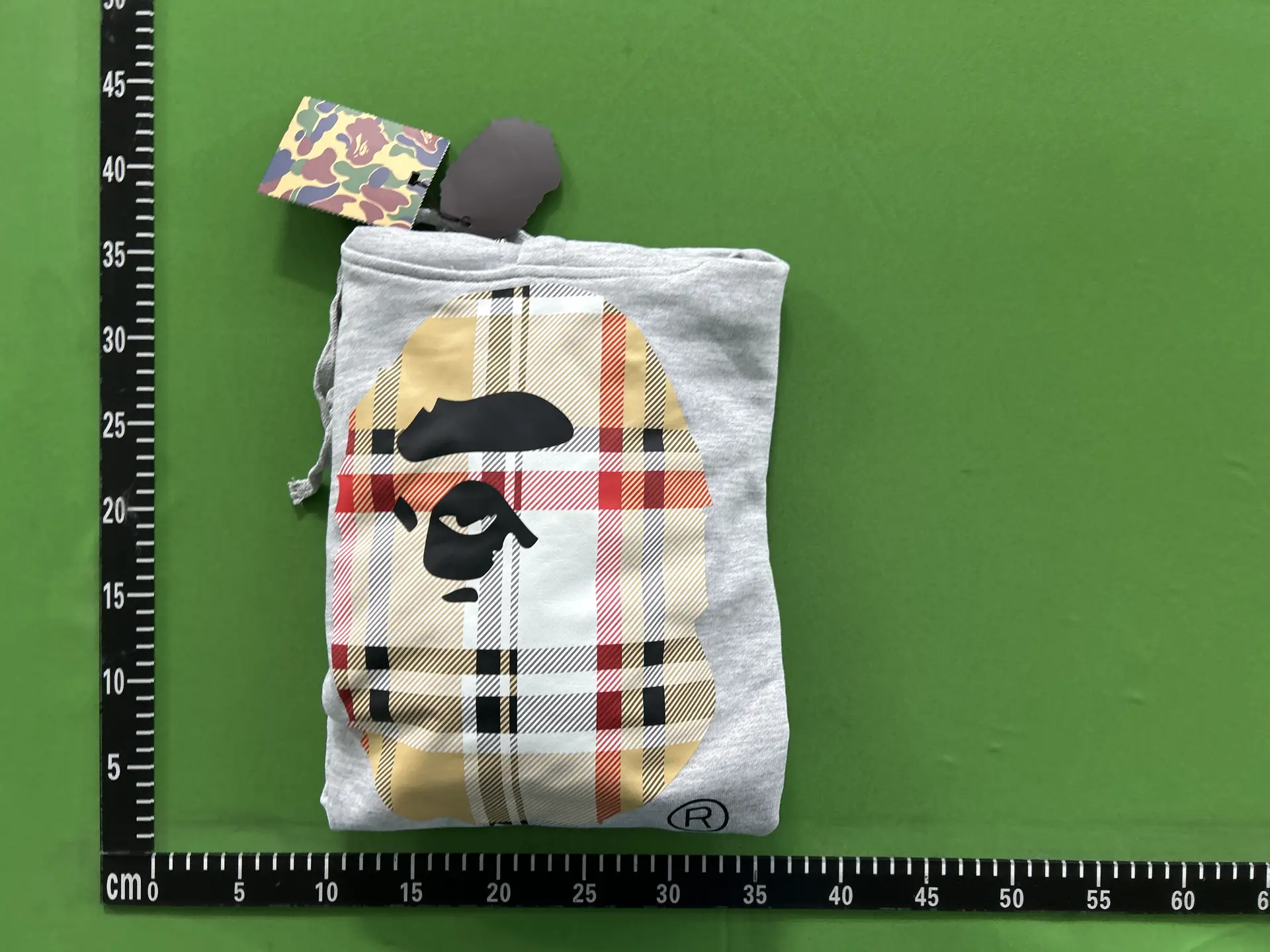 A Bathing Ape Bape Sta Logo Hoodie Grey Plaid
