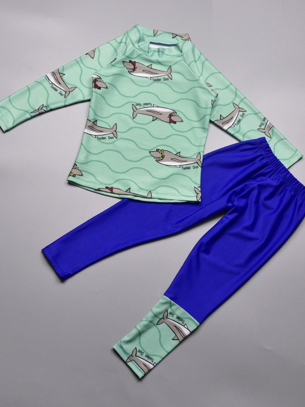 Korean Kidsren's Swimsuit Boys' Medium and Large Kidsren's Long-Sleeved Pants Split Swimsuit Sun Protection Student Large Size Wetsuit