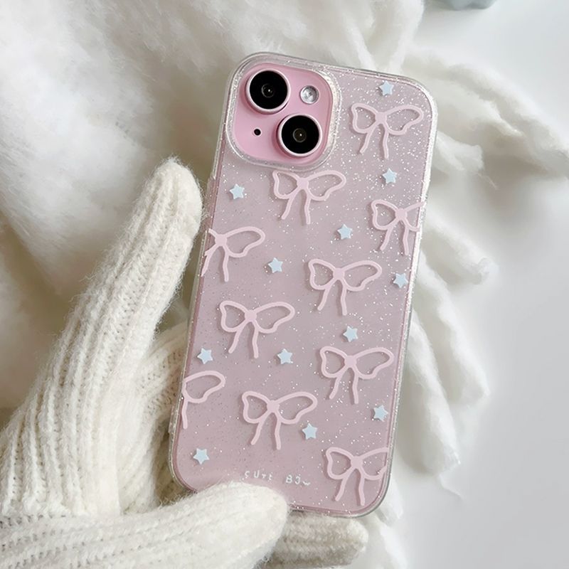 Fairy Stars Suitable for iPhone15PROMAX Bow 11 Phone Case 13 Glitter 12 Soft Case 16pro