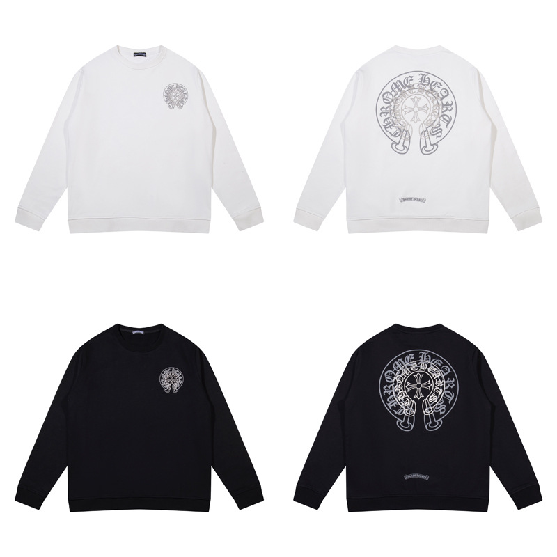 Chrome Hearts New Double-Layer Classic Horseshoe Overlay Graffiti Crewneck Sweatshirt