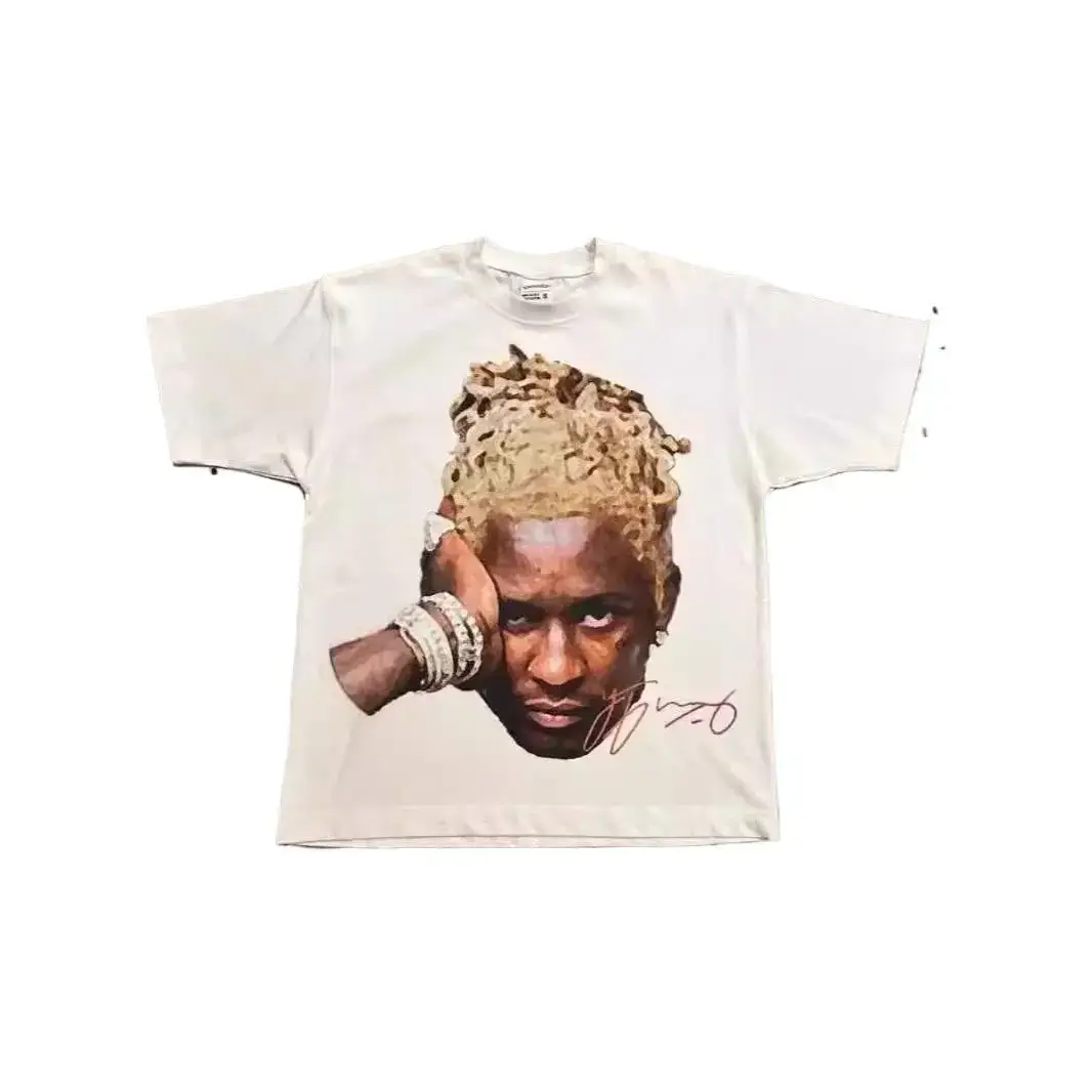 Amazon AliExpress Supply Men's T-Shirt Retro Fashion Portrait Print Short Sleeve T-Shirt Y2k Gothic Harajuku