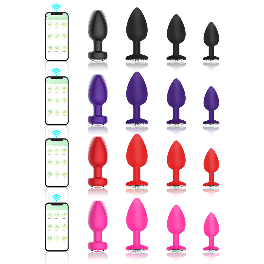 With drill silicone wireless APP remote control vibration women's posterior anal plug four-piece set adult supplies manufacturers wholesale