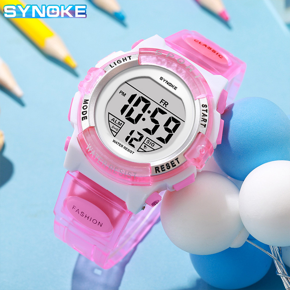 SYNOKE Sports Girl Electronic Watch Alarm Multifunctional Student Sports Watch Children's Watch Colorful Luminous Waterproof