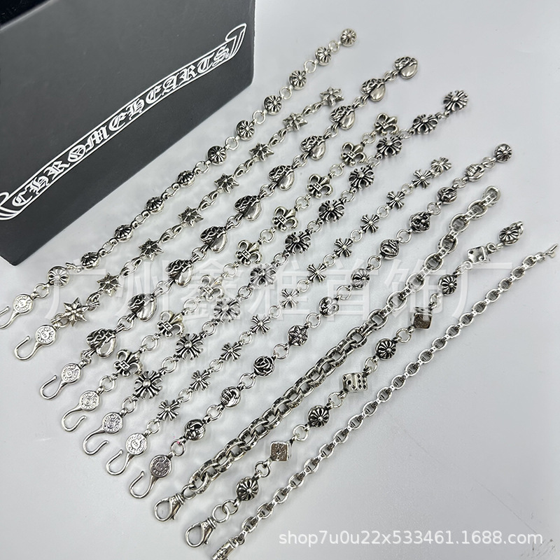 Croton Bracelet Dice Cross Flower Love Children's Army Flower Men's and Women's Hand Accessories European and American Retro Six-Pointed Star Letter Bracelet