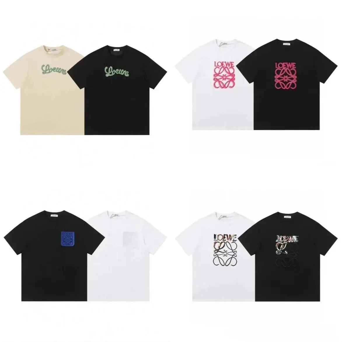 罗家绣花logo经典宽松纯棉t恤短袖