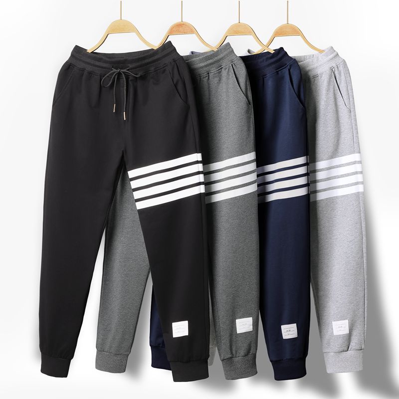 Trendy Brand Four-Stripe Casual Pants for Men, Spring and Summer Jogger Sweatpants, Fashionable Versatile Cotton Sports Pants for Men