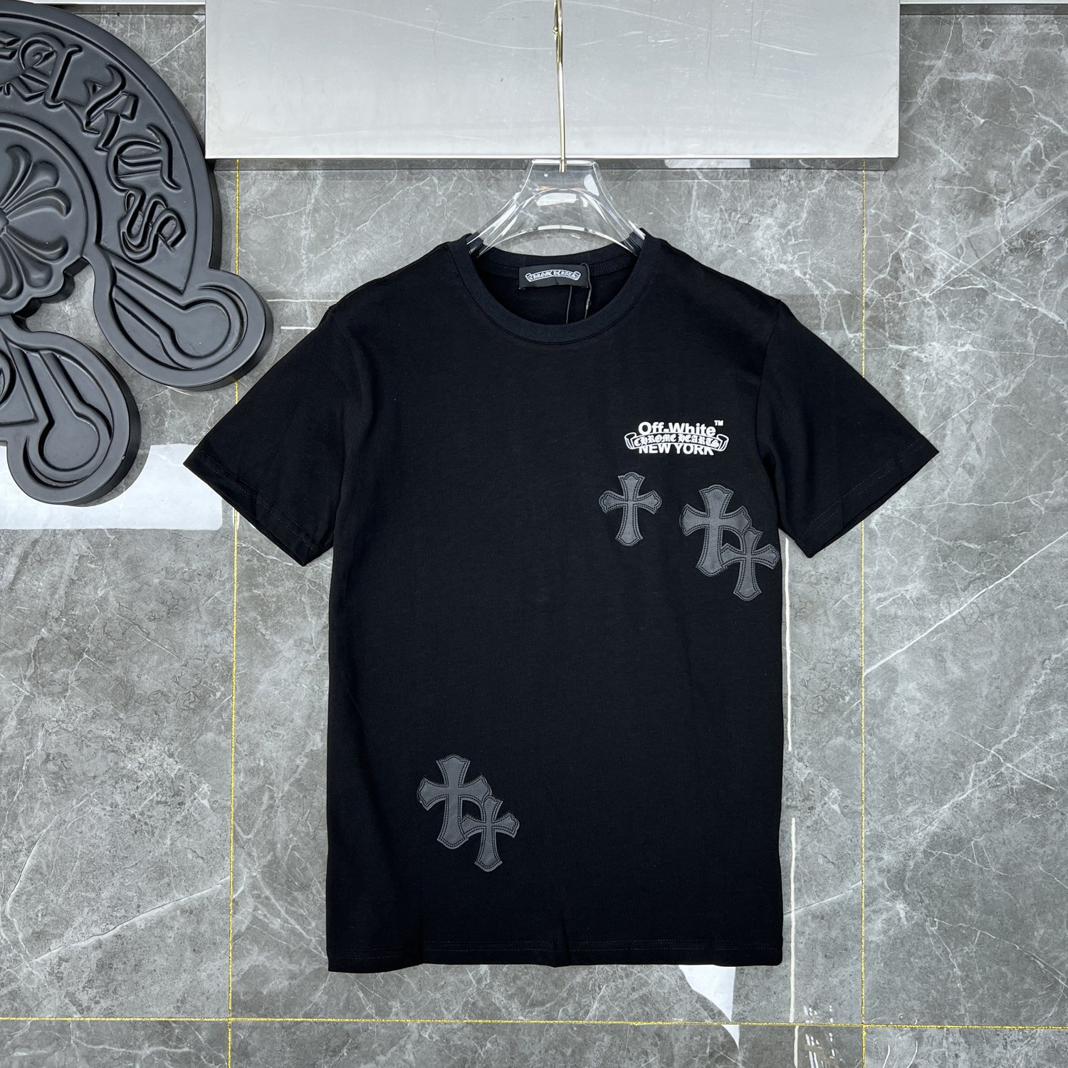 Chrome Heart 22ss Gao Ke Heavy Skin Embroidered Short-sleeved T-shirt Couple Men's and Women's Short-sleeved Shirts