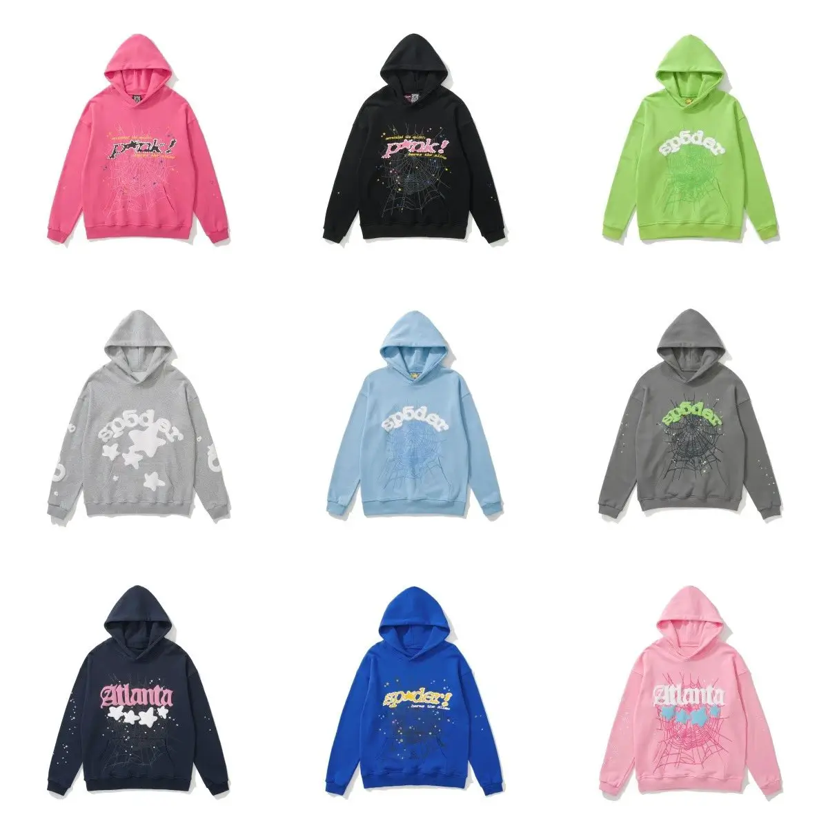 American Street Fashion Brand Spider Web Print plus size Loose Turtleneck Hooded Men's and Women's Teenager Sweatshirt Hoodie