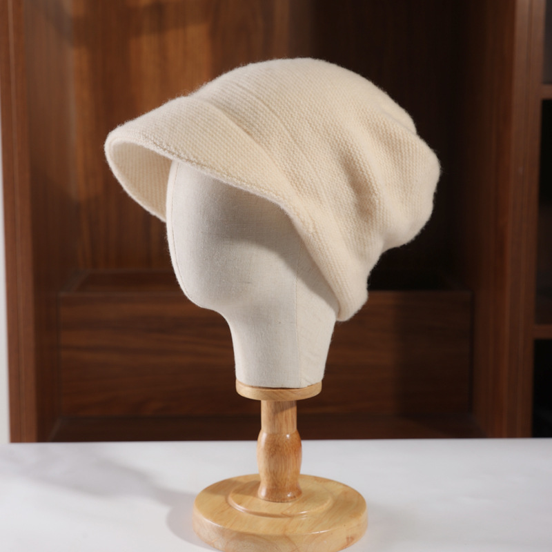 24 years of autumn and winter warm knitted all wool hat women's simple big head cover face fashion pile hat baseball wool hat