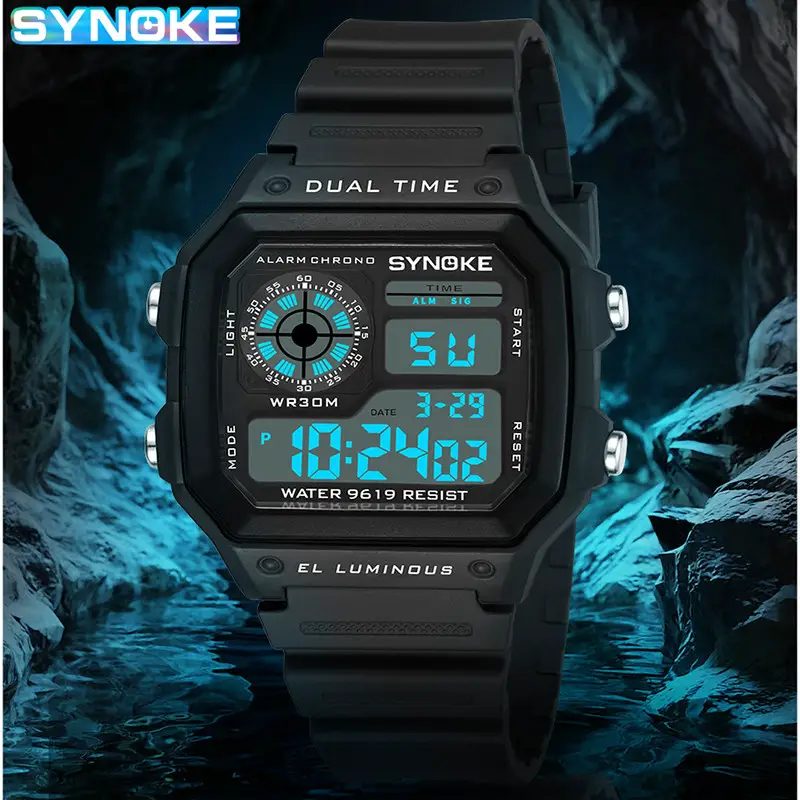 Factory goods SYNOKE student electronic watch luminous waterproof sports men's square classic retro trend sports new products