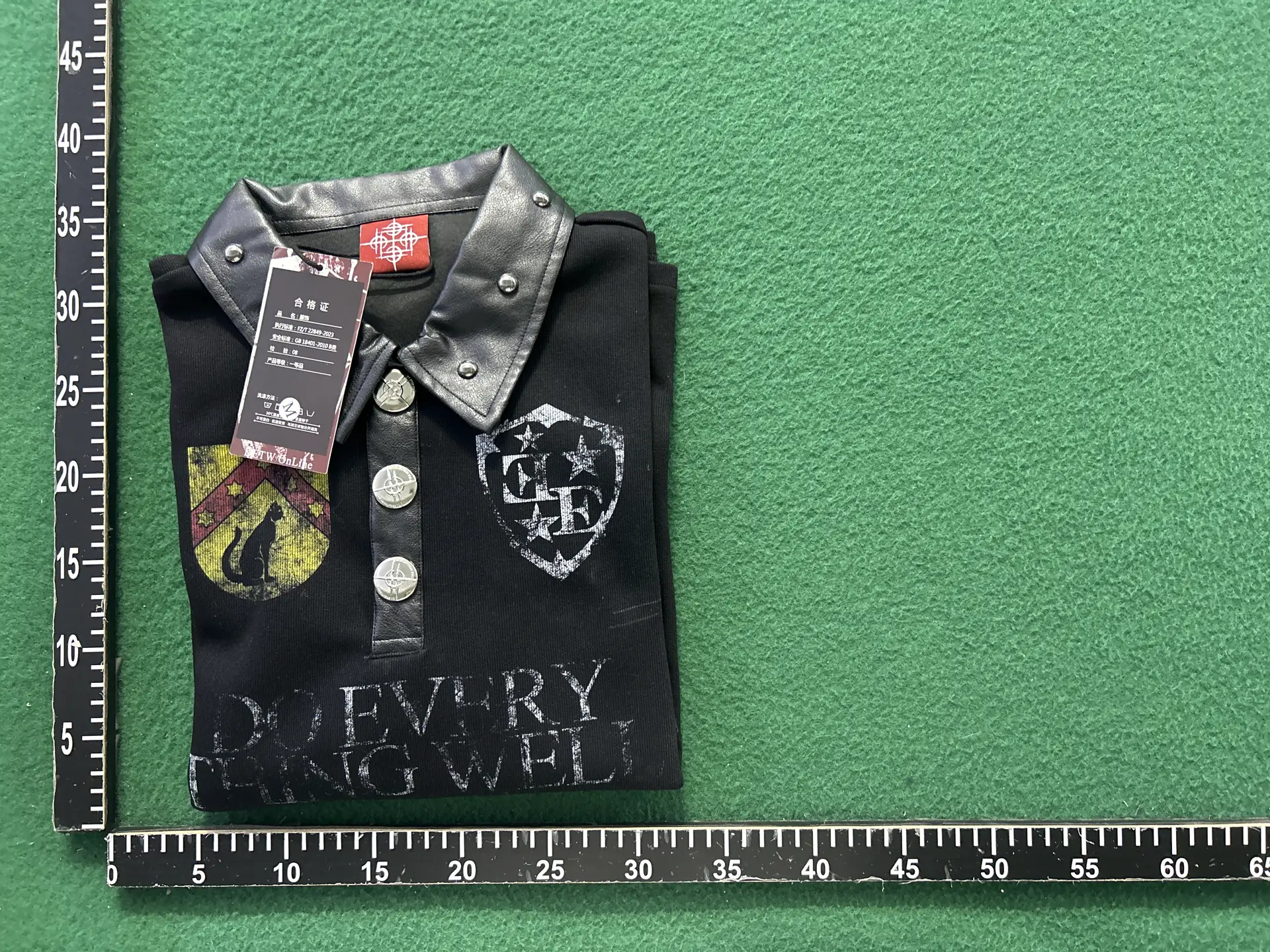 Detw 24Aw Original "Red Star Badge" Dark Punk Rivet* Lapel Sweatshirt Men's and Women's Long-Sleeved Polo Shirt