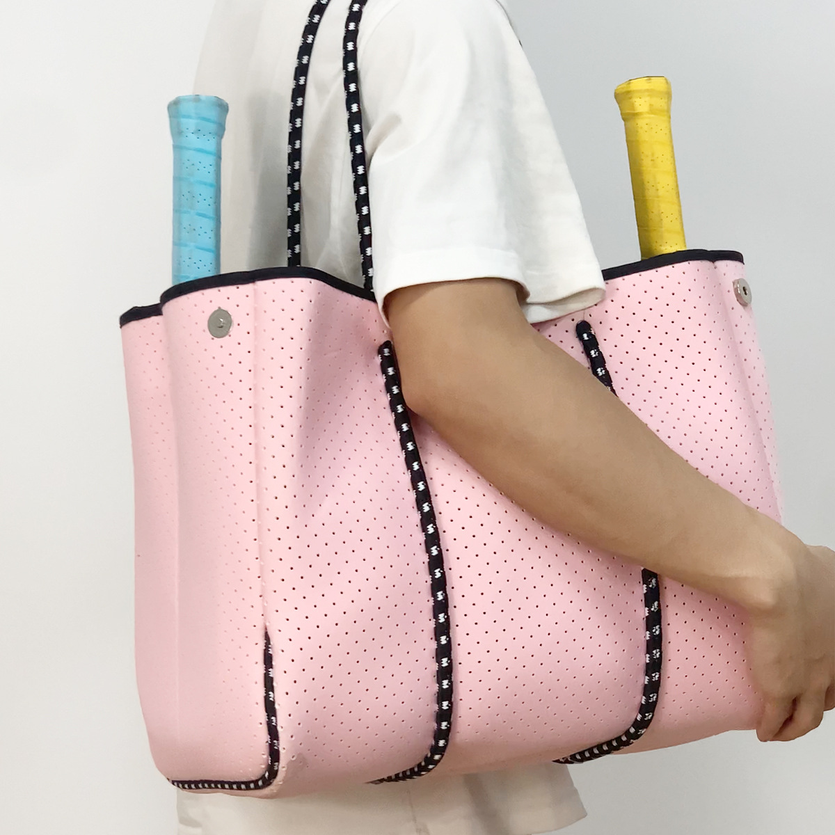 Summer Outdoor Fashion Perforated Diving Material Beach Bag Multifunctional Shoulder Bag Sports Pickleball Racket Beach Bag for Women