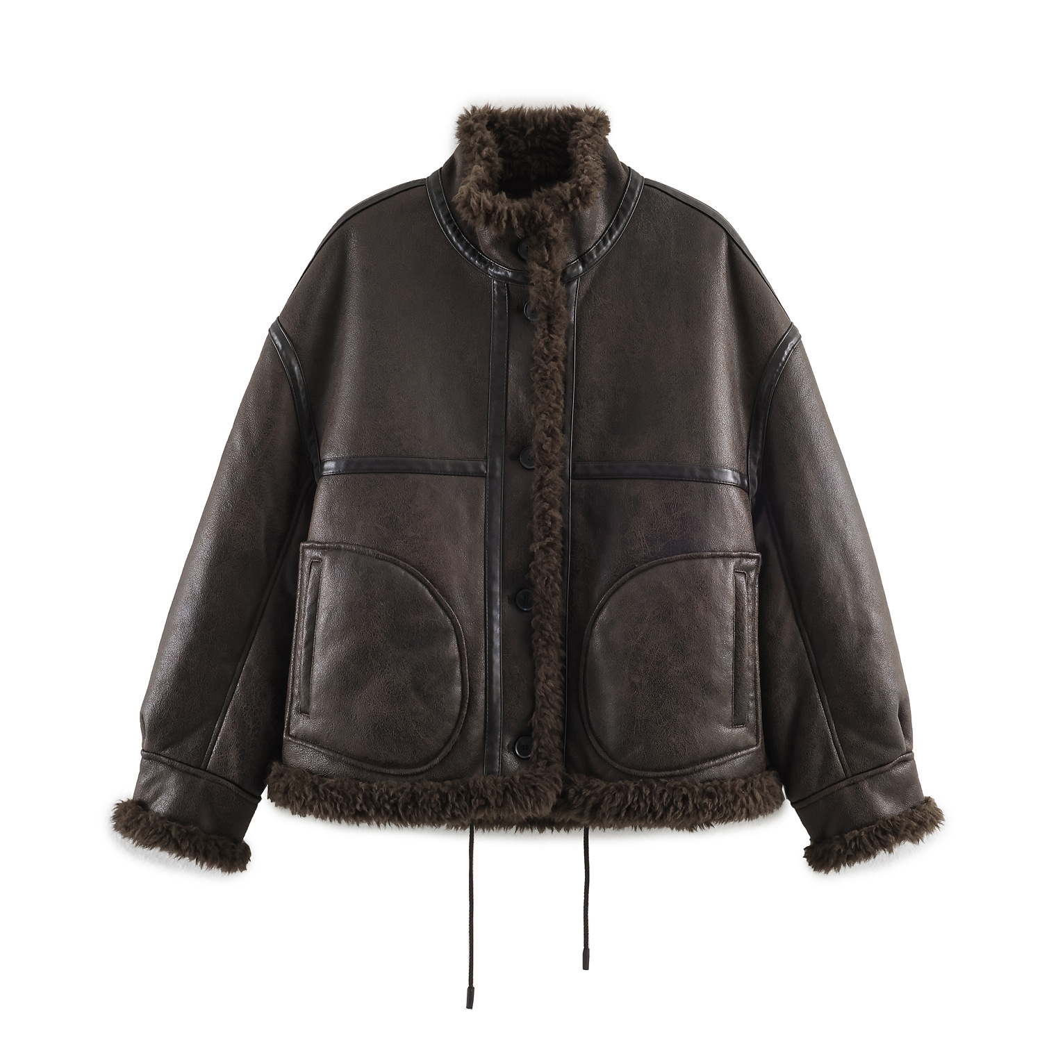 Foreign Trade Wholesale Autumn New Style European and American Style Double-Sided Stand-Up Collar Bomber Jacket 3548265