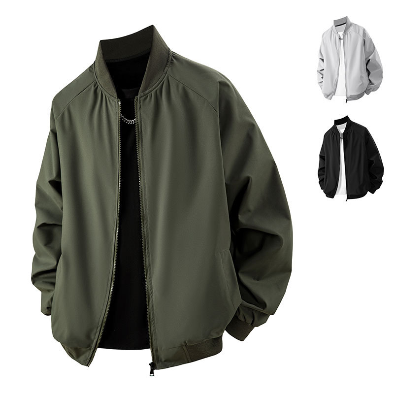 New Solid Color Baseball Jacket for Men and Women, Spring and Autumn 2025 New Workwear Pilot Jacket, Cross-Border Foreign Trade