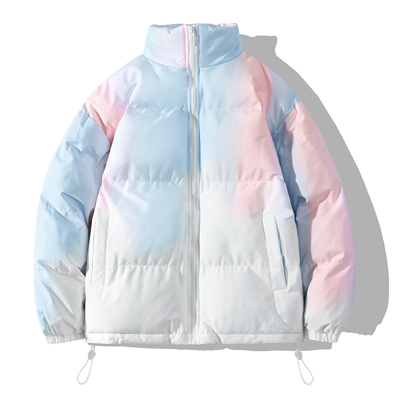 New Fashion Brand Cotton Coat Winter Dye Gradient Cotton Coat Coat Hong Kong Style Street Loose Couple Casual All-match Cotton for Men and Women