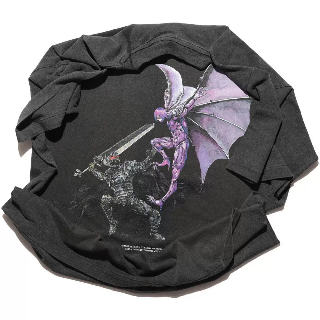 Sword Wind Legend 90s Anime Make Old Washed American Vibe Style Retro Heavy Weight Niche Short Sleeve T-shirt