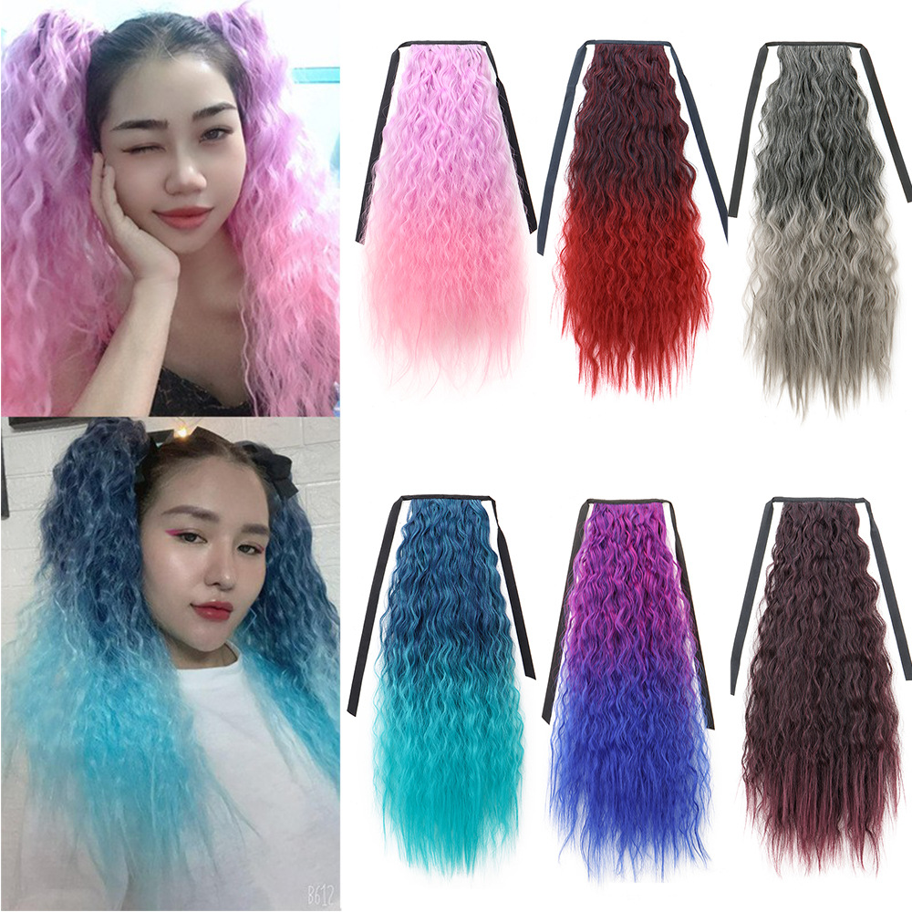 Strap Corn Hot Pony Tail Braid Fake Pony Tail Women's Long Hair Small Roll Wave High Pony Tail Curly Ponytail