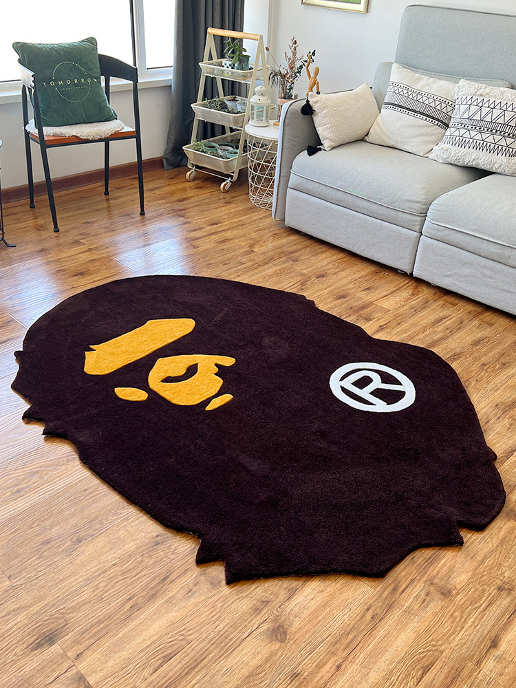 Fashion Trendy Brand Ape Living Room Carpet Tufting Handmade Acrylic Coffee Table Bedroom Bedside Rug Thickened Washable