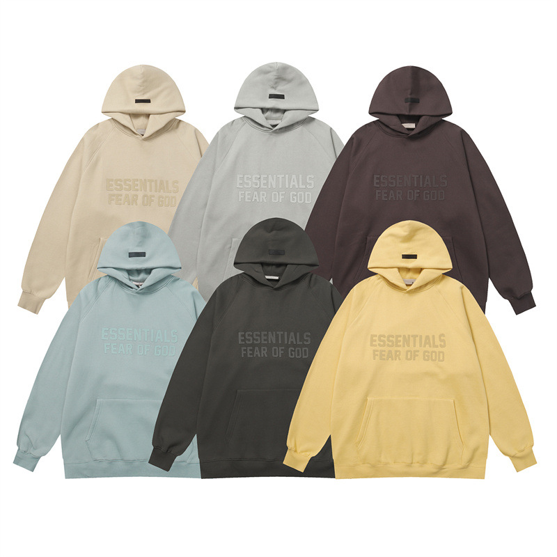 ESSENTIALS Silicone Letter Autumn and Winter Warm Hoodie Sweatshirt Women's Loose Fleece-lined Jacket
