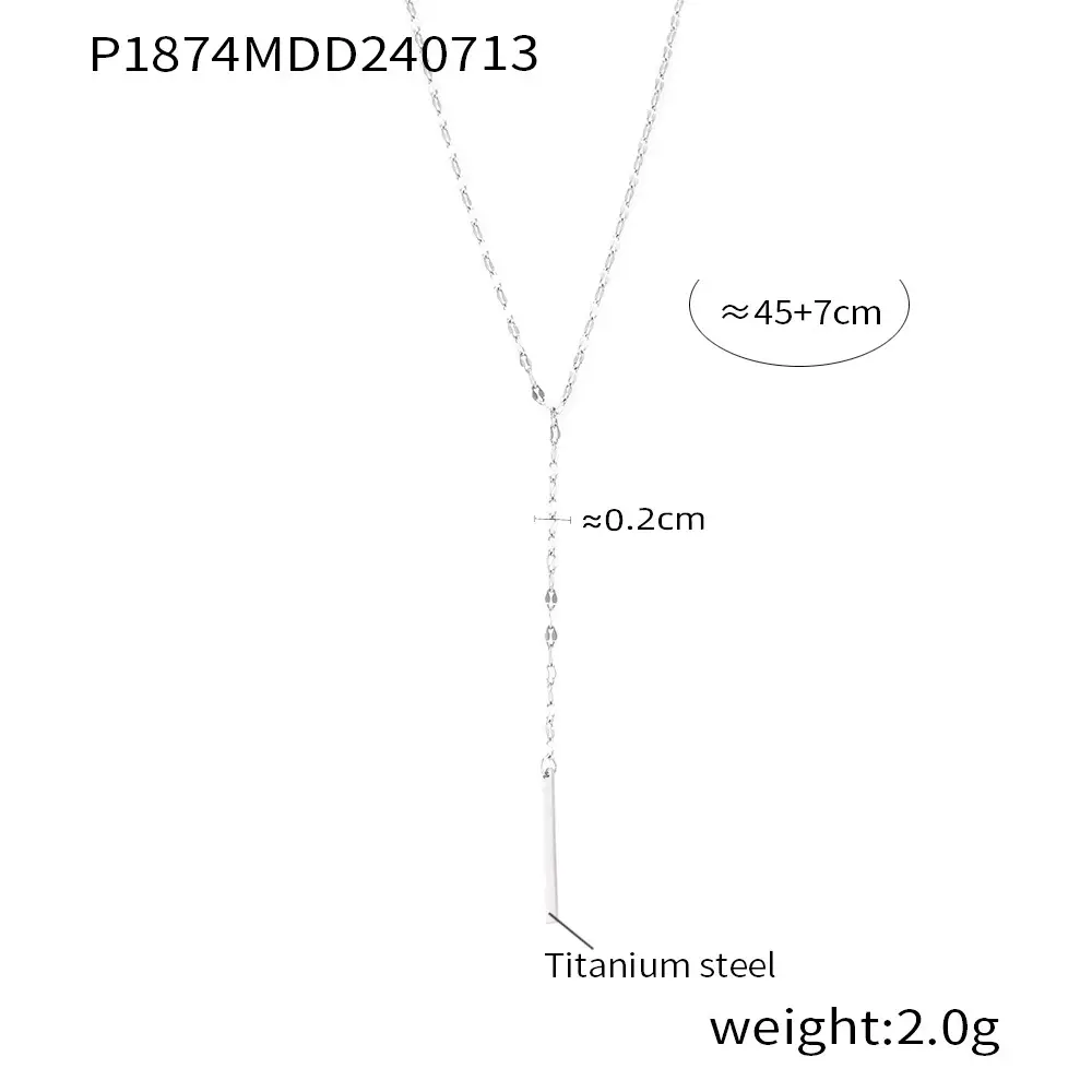 Korean Style Simple Geometric Element Ring Pendant Y-shaped Tassel Neck Chain Stackable Cold Style Titanium Steel Gold-plated Neckwear