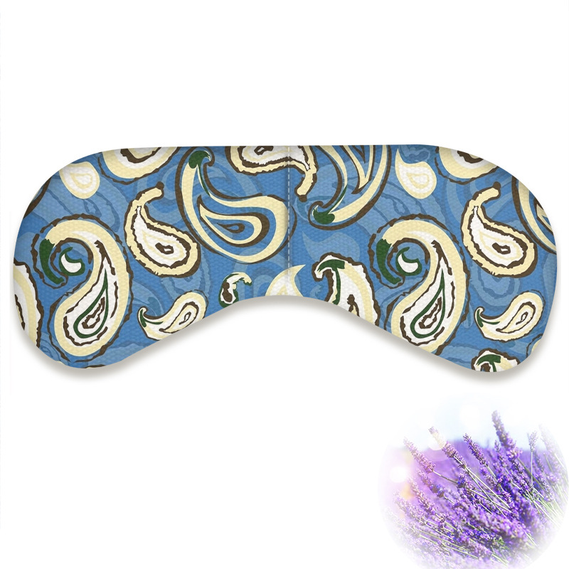 Linen printing yoga eye pillow microwave oven heating lavender flax seed filling hot compress bag meditation sleeping eye mask