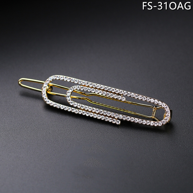 Paper clip hairpin simple side clip rhinestone hairpin side bangs clip top clip short hair headdress clip for women