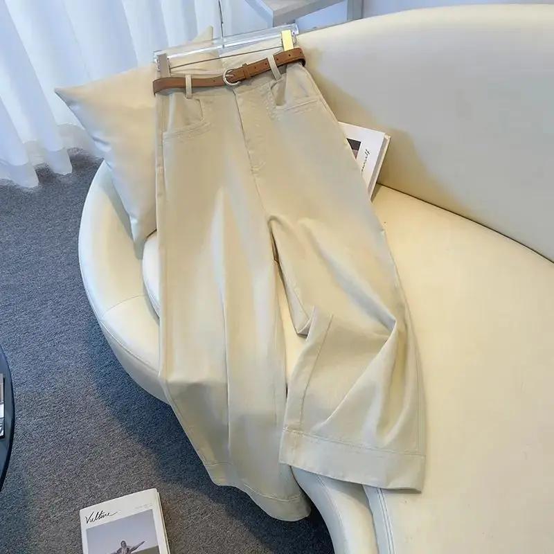 New Chinese Color Straight Leg Jeans Women's Summer Wide Leg Pants Year-old Small Nine-point Wide Leg Pants