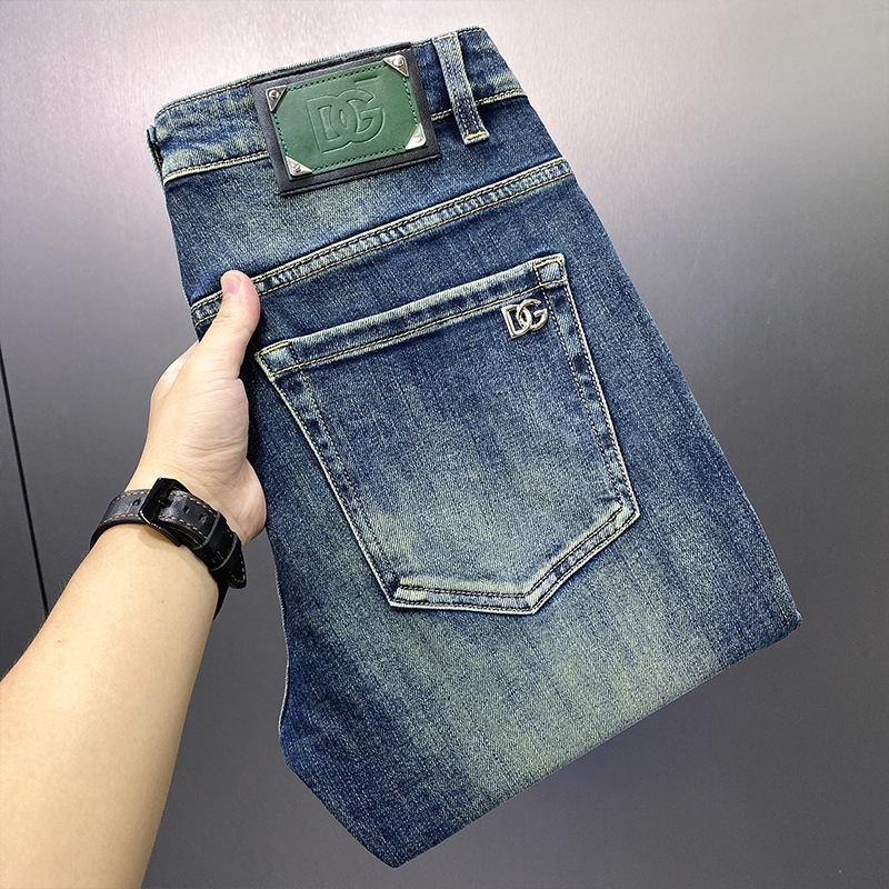 High-end Casual Autumn and Winter Thickened Retro Blue High-end Jeans Men's Trendy Loose Straight Pants Autumn Harem Pants QC-foto från 1688 på Qualit.ly