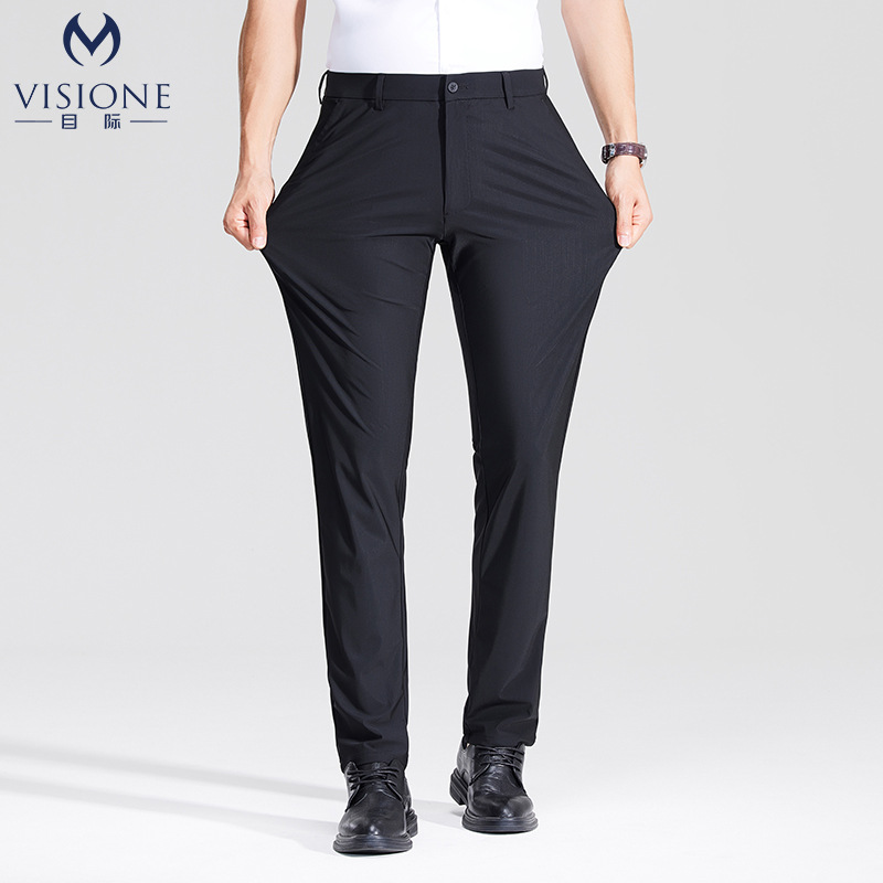 New Style Triple-Protection Nylon High-Elastic Milk Silk Summer Thin Business Straight-Leg Men's Casual Pants Breathable Dress Pants for Men