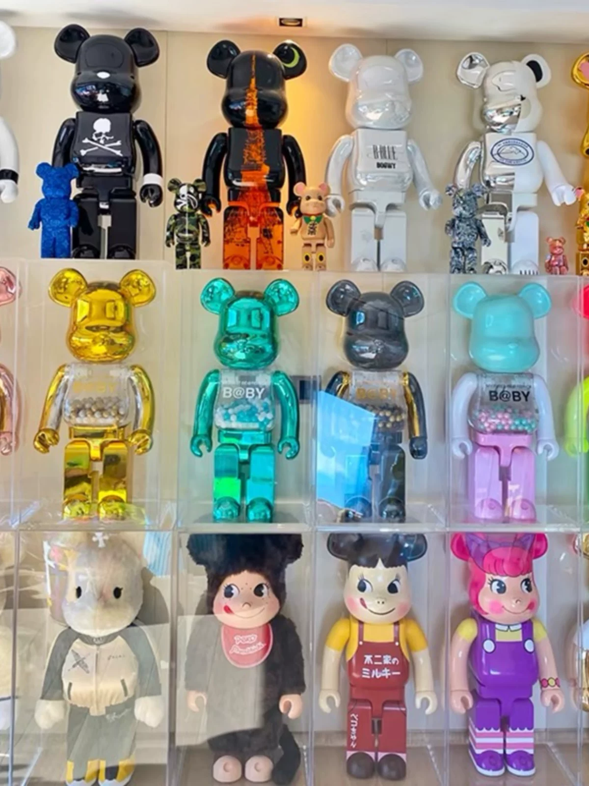 Bearbrick 400% Violent Bear Figurine for Living Room, Hajime Sorayama Building Block Bear, Starry Sky Art Trendy Toy Doll