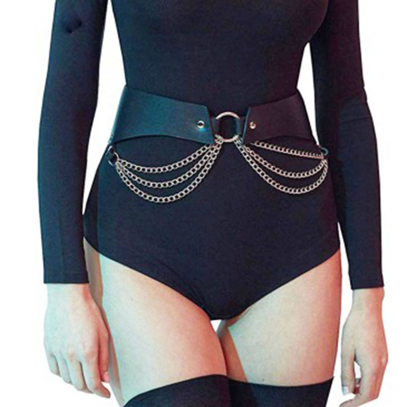 Manufacturers sell European and American wide irregular belt waist seal Japanese and Korean Harajuku trend sexy multi-layer tassel waist chain women