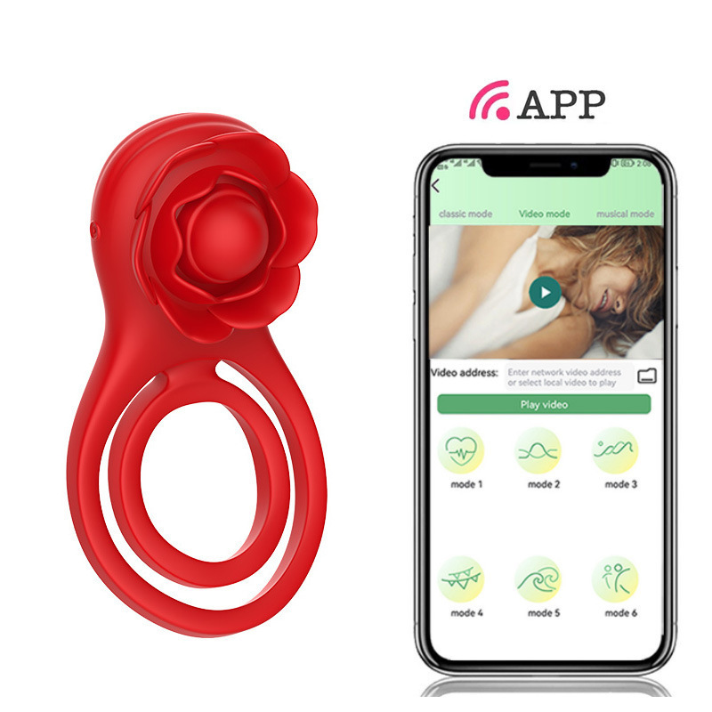 Amazon Supply APP rose lock ring wireless remote control men and women shared vibration double ring penis trainer batch