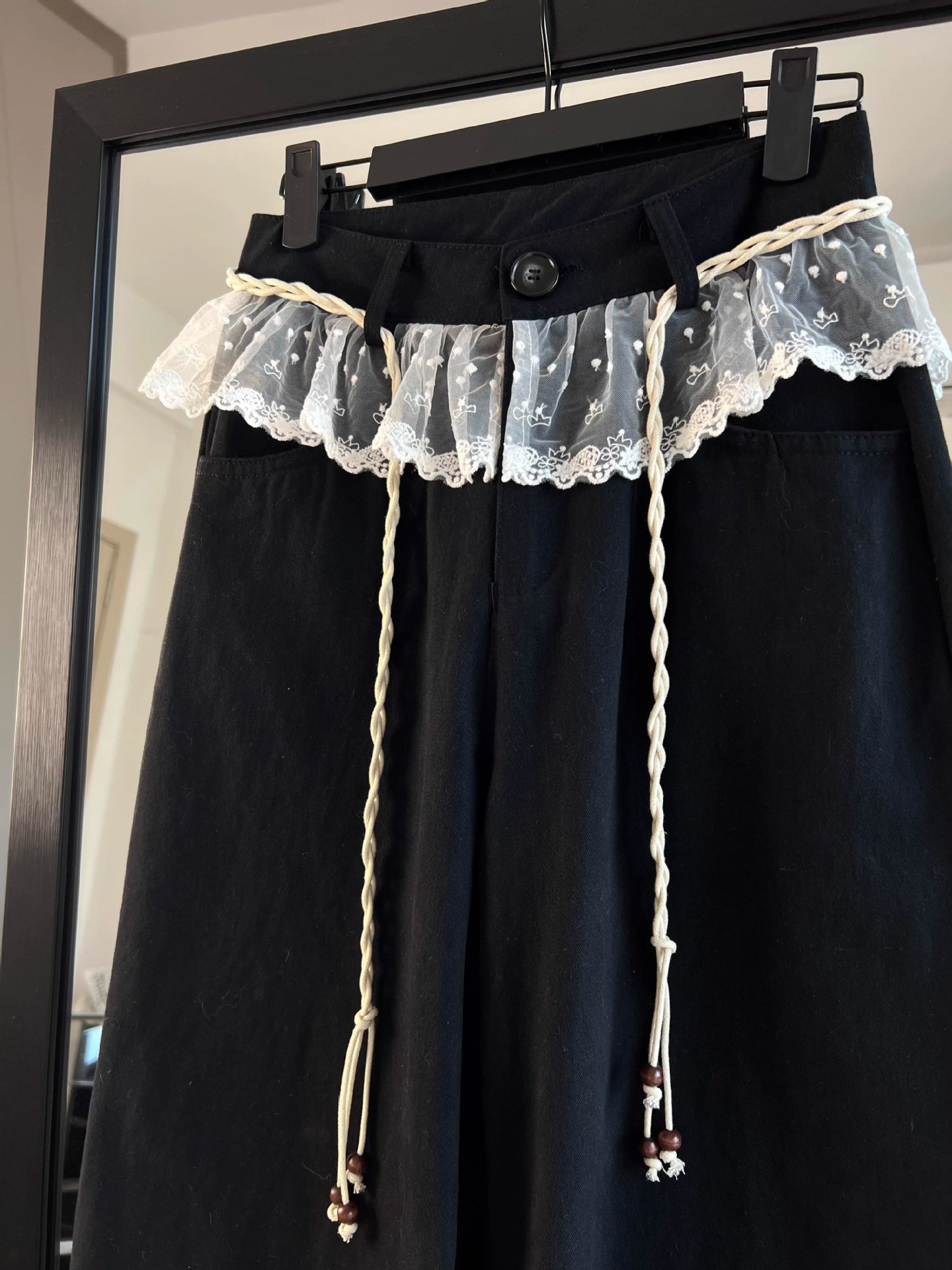 These pants are really special! Lace Stitching Niche Design Sense Casual Pants Women's Spring High-end Sense Pants