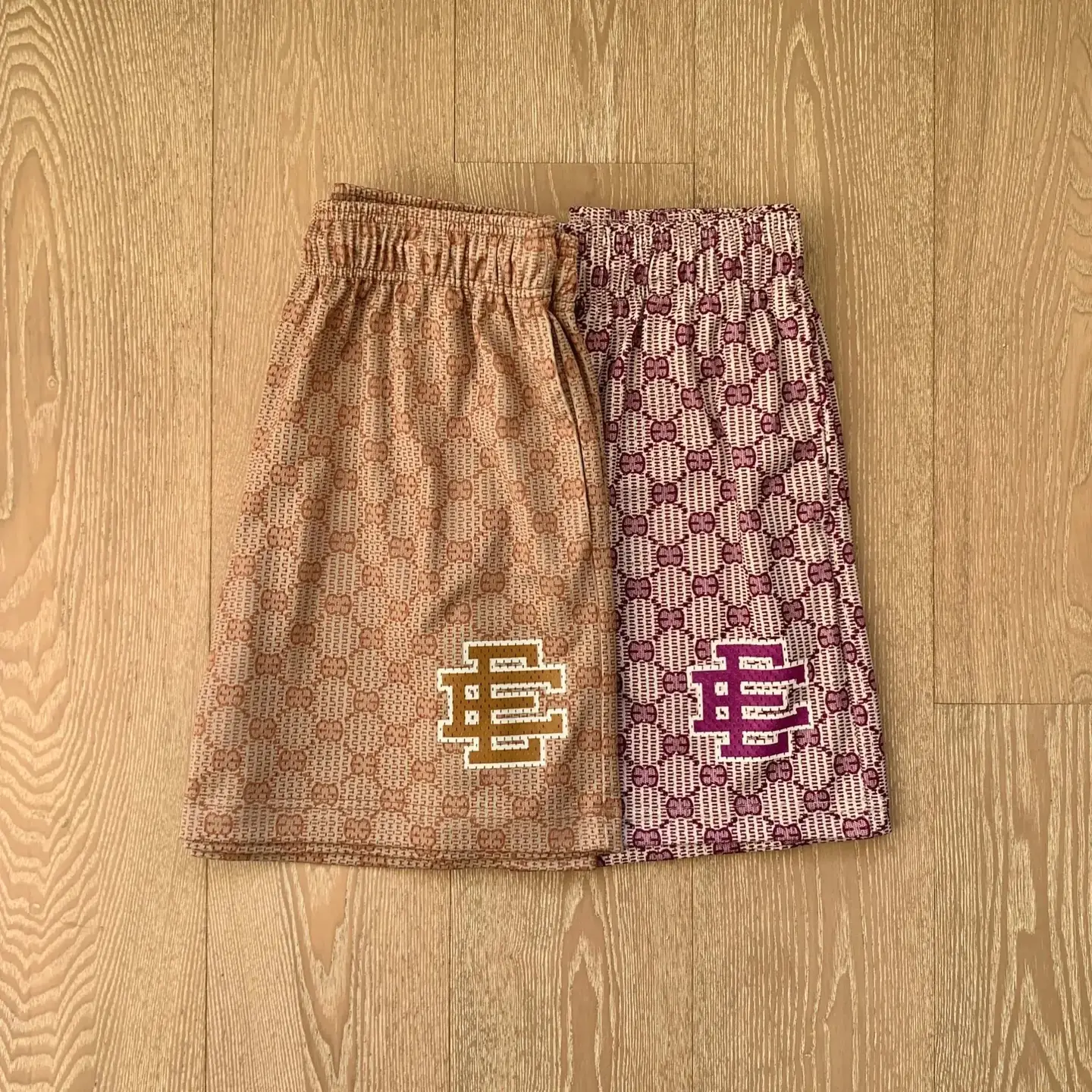Ee Print Shorts Printed Logo Sports Pants Mesh Drawstring American Style Shorts