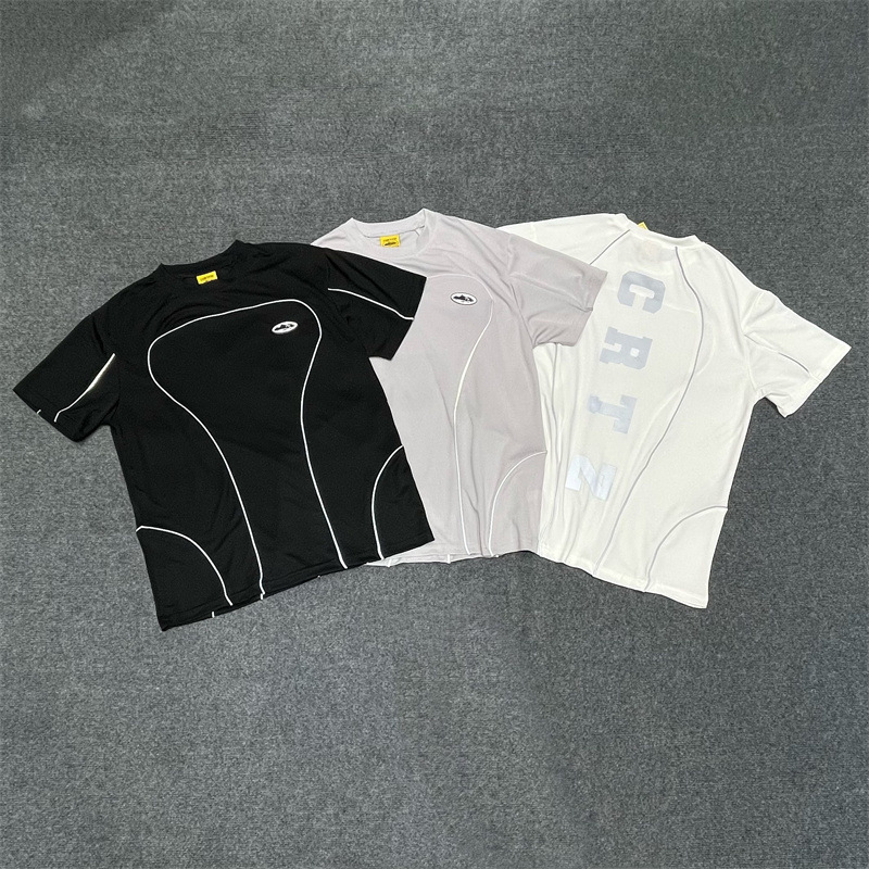 Corteiz American Alcatraz Small Label Reflective Letter Printing Sports Uniform Summer Casual Men's and Women's Short-Sleeved T-Shirt
